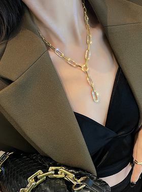 欧美时尚金属y字闪钻女闪钻链条