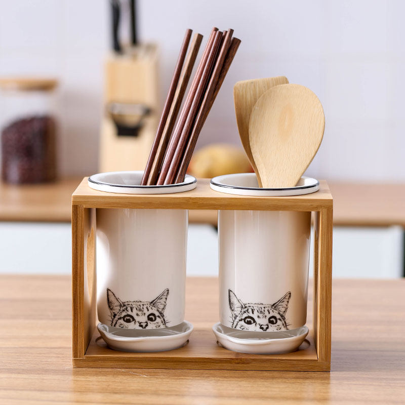 Creative chopstick cage ceramic tableware cage cat chopstick holder