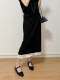 Brand counter high-end women's clothing foreign trade is too high-end and versatile. High-waisted slit design black and white contrasting skirt summer