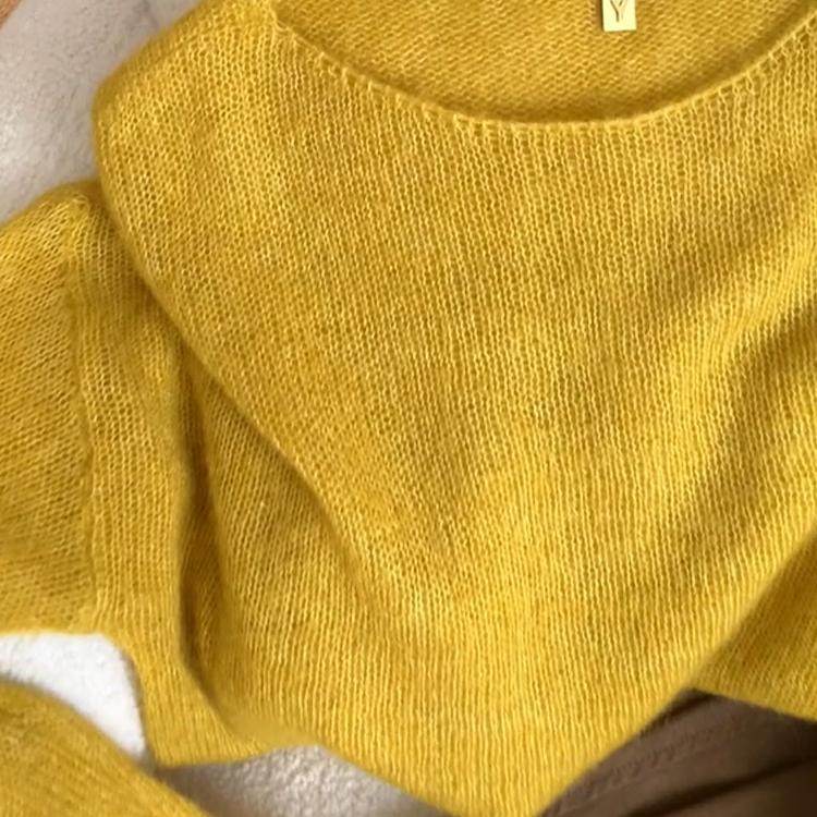 氛围感姜黄色马海毛毛衣女2024秋季新款亲肤软糯长袖套头针织衫潮,淘宝优惠券,粉丝福利购,淘宝优惠卷