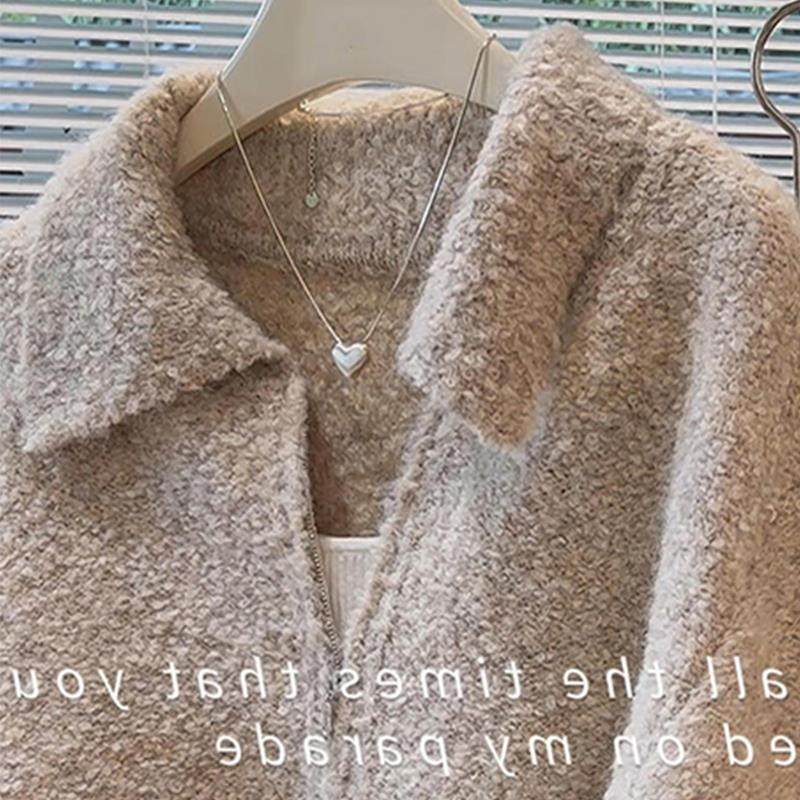 今年流行韩系拉链polo领羊毛圈圈绒毛衣外套女宽松短款针织开衫,淘宝优惠券,粉丝福利购,淘宝优惠卷