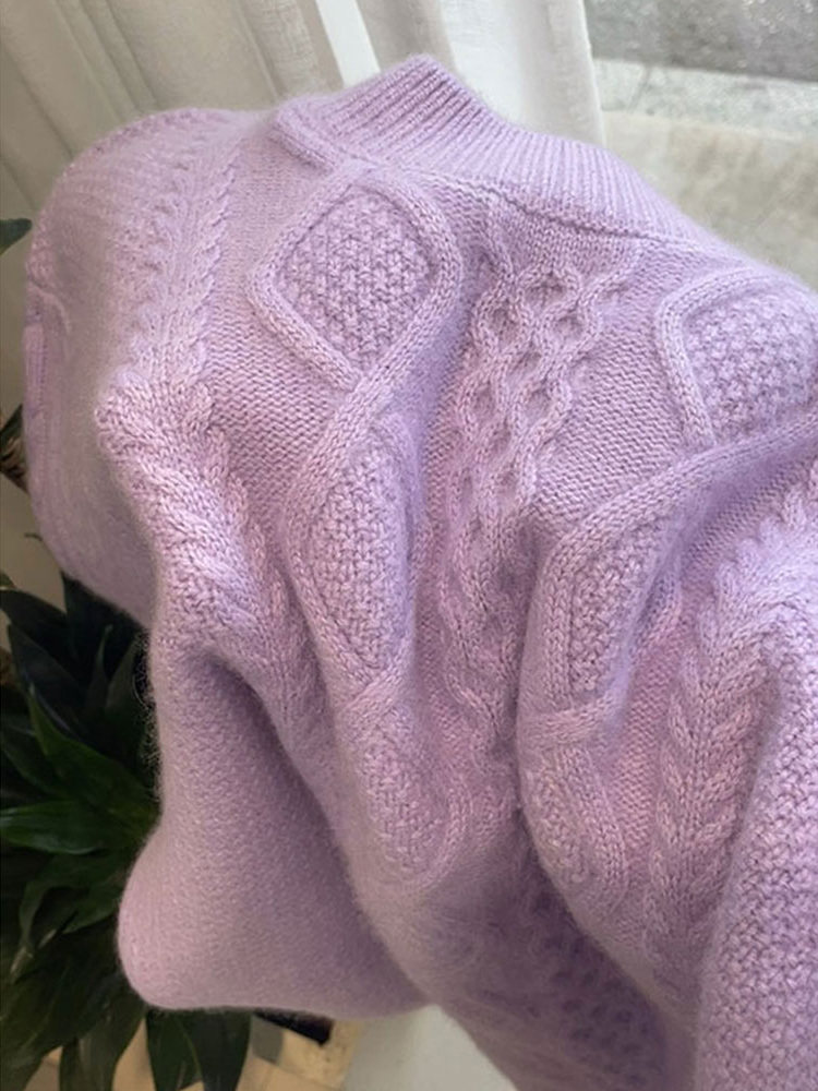品牌折扣专柜高端女装外贸清仓欧货高级感香芋紫色浣熊绒毛衣女,淘宝优惠券,粉丝福利购,淘宝优惠卷