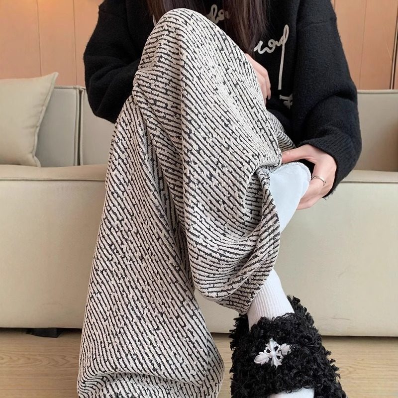 CHAO级推荐！加绒阔腿裤女秋加厚直筒宽松休闲垂感窄版小个子裤子,淘宝优惠券,粉丝福利购,淘宝优惠卷