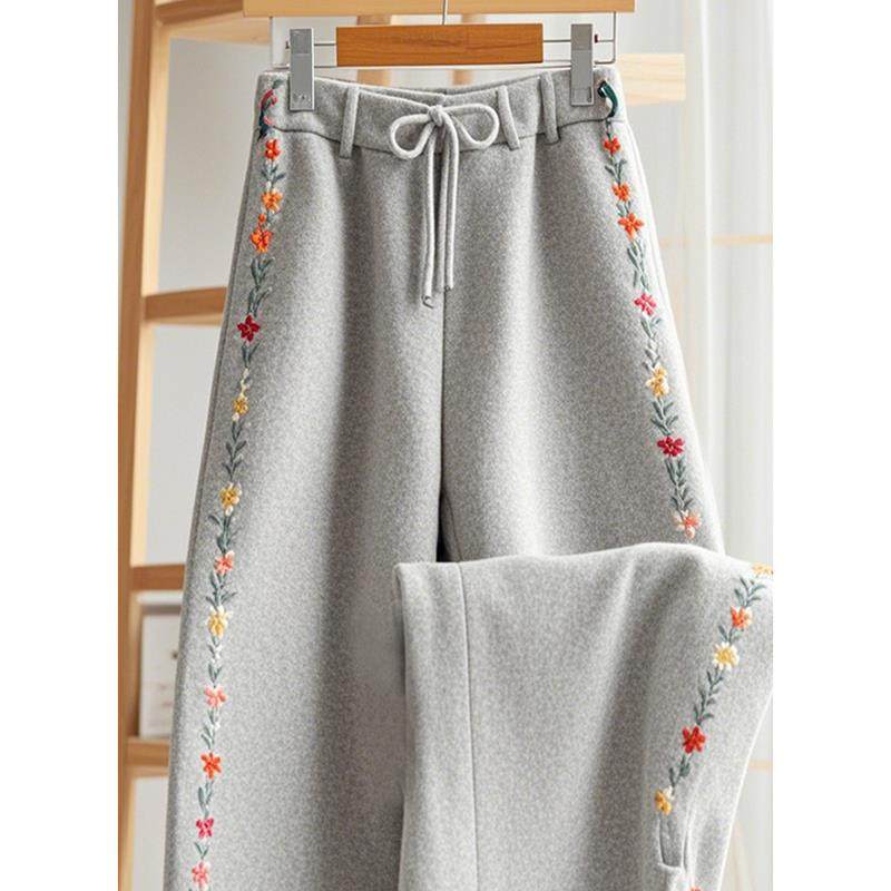 今年流行小个子灰色印花阔腿休闲裤子女2024新款秋冬季高级感垂感,淘宝优惠券,粉丝福利购,淘宝优惠卷