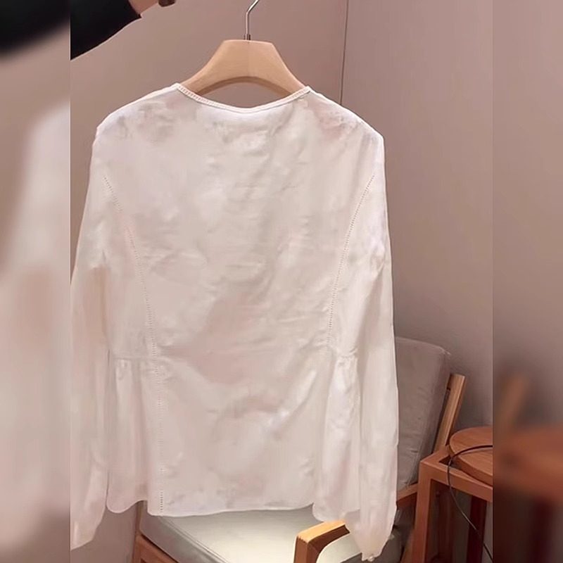 CHAO级！设计感漂亮气质白色娃娃小衫上衣女法式温柔风衬衫春,淘宝优惠券,粉丝福利购,淘宝优惠卷