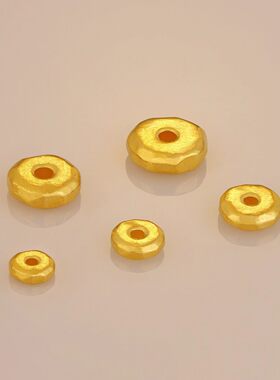 沙金无相隔珠隔片垫片跑环实心锤纹文玩手串DIY手链小配件