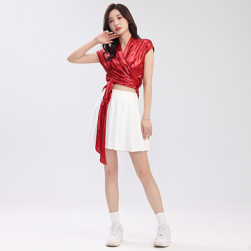 新款亮片爵士舞蹈服女成人学生啦啦队嘻哈DS演出服现代街舞服套装 - 图2