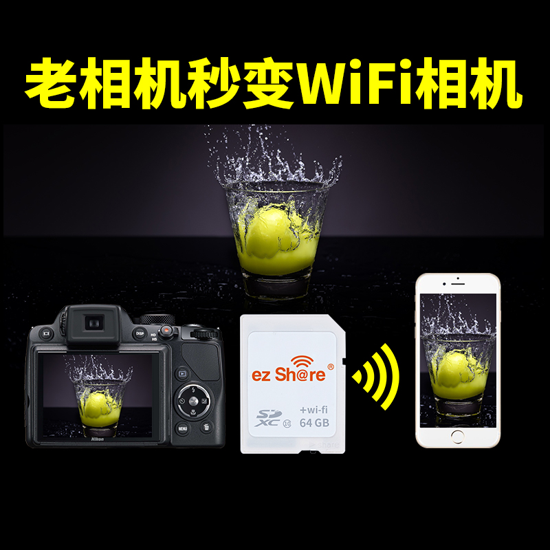 ezshare易享派wifi SD卡64g高速无线单反相机内存卡适用佳能100D 550D 700D尼康D810 D800宾得索尼nex7存储卡-图0