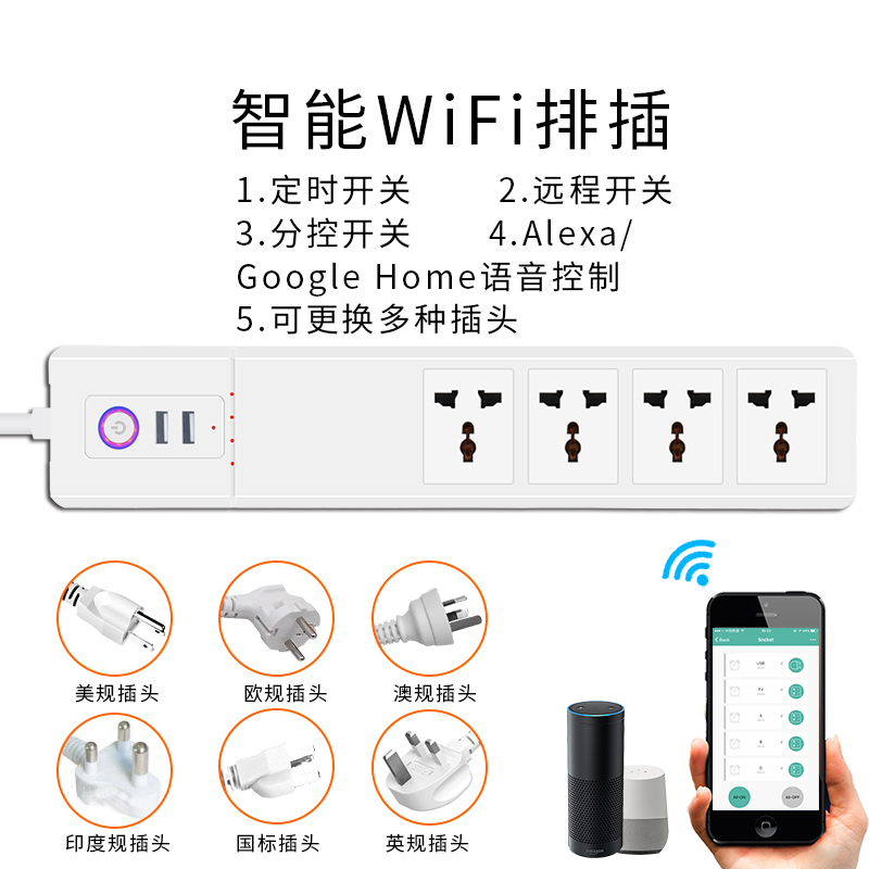 涂鸦智能手机APP控制WiFi/ZigBee英规美规排插GoogleHomeAlexa - 图1