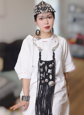 铜镀银复古百搭原创手工多宝项圈