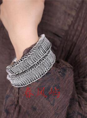 贵州民族风传统手工苗银麻花手镯