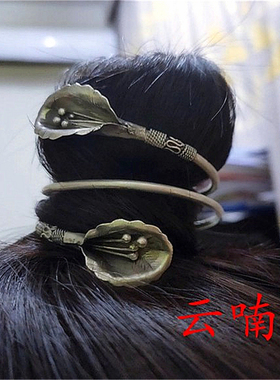 魏无羡古装头饰民族风苗银手镯