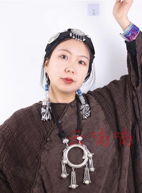 民族风仿老银个性铃铛流苏毛衣链