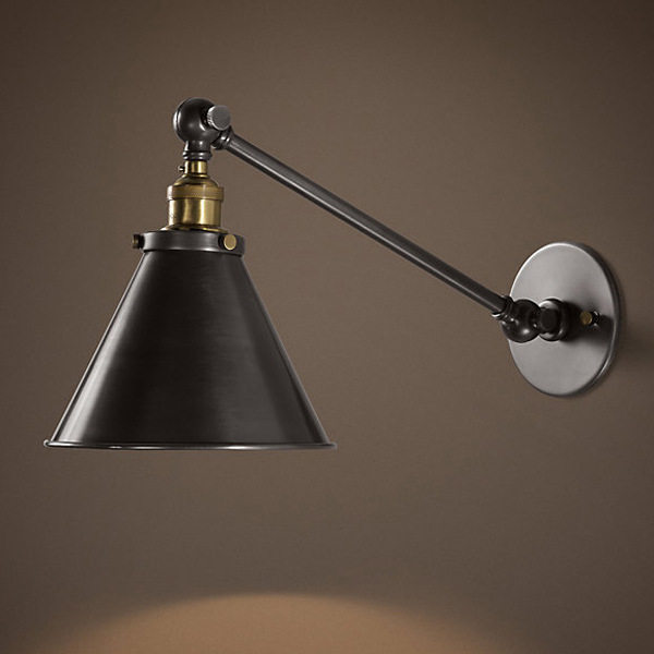 American country style wrought iron study bar folding wall lamp