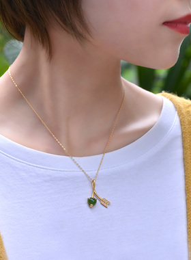 儒匪窝女款银鎏金镶嵌心形吊坠