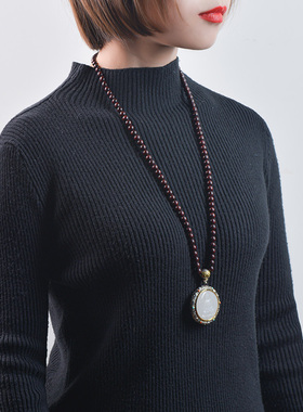 八卦紫檀串珠男女款项链佛牌