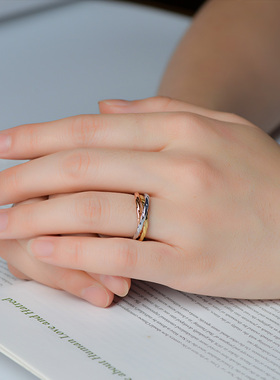 儒匪窝18k金三环戒指三色设计款