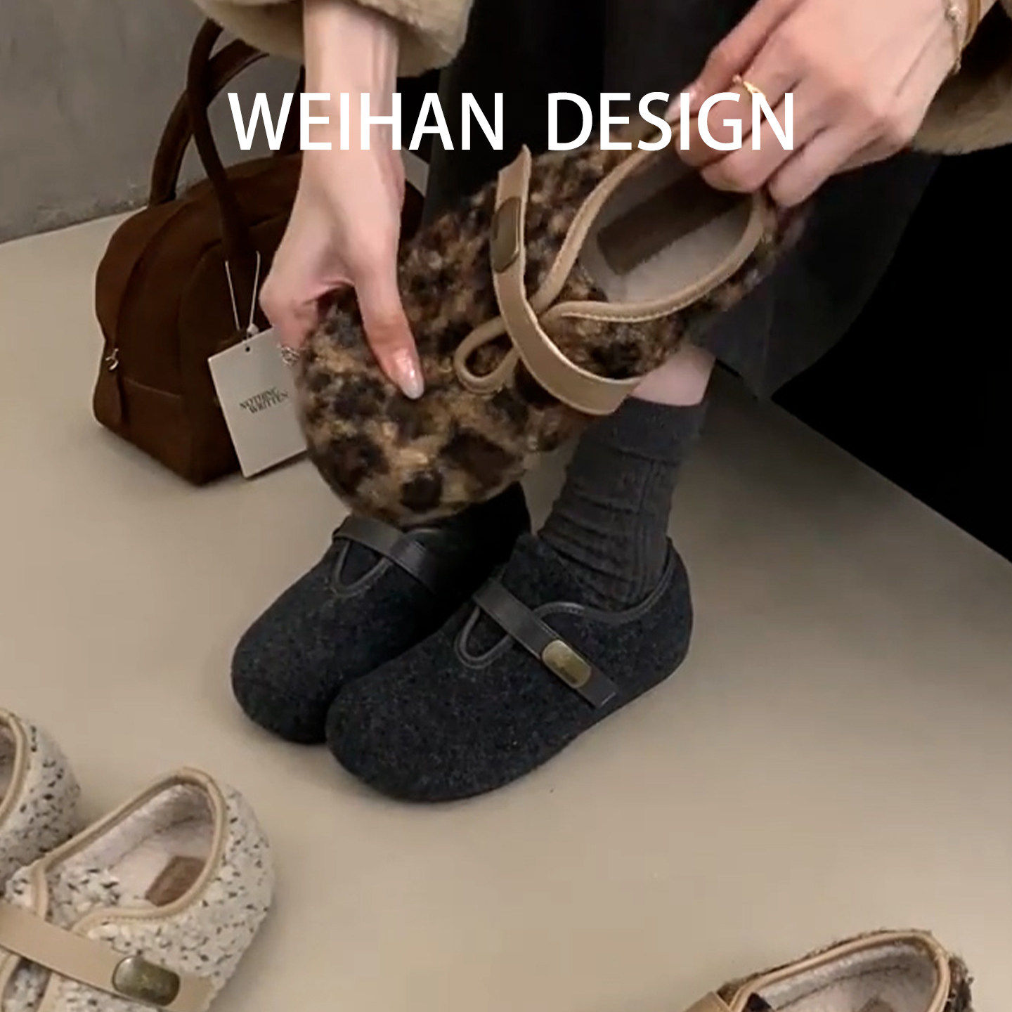 羊皮版！内增高毛呢厚底勃肯鞋女冬加绒保暖棉鞋一脚蹬平底毛毛鞋,淘宝优惠券,粉丝福利购,淘宝优惠卷