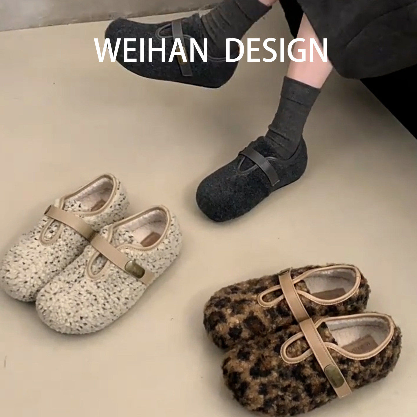 羊皮版！内增高毛呢厚底勃肯鞋女冬加绒保暖棉鞋一脚蹬平底毛毛鞋,淘宝优惠券,粉丝福利购,淘宝优惠卷