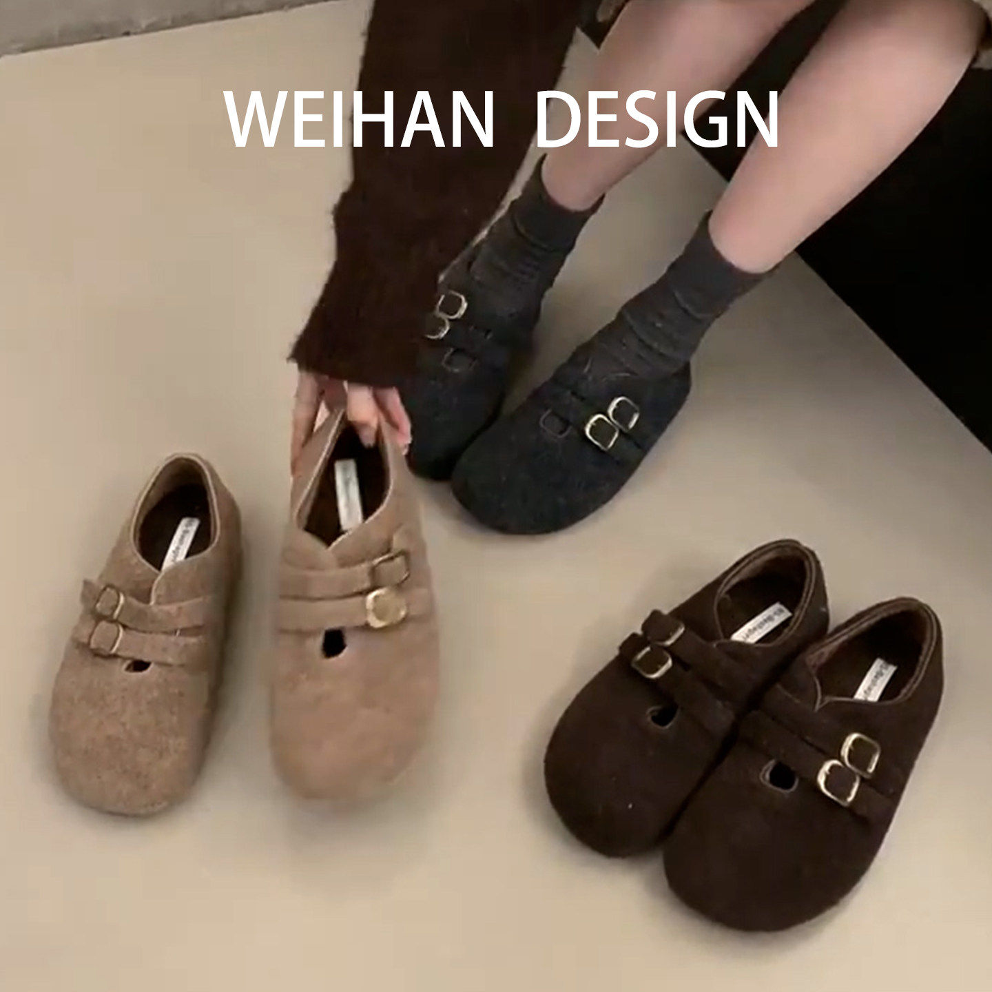 羊皮版！厚底内增高全包勃肯鞋女冬加绒保暖软底棉鞋一脚蹬豆豆鞋,淘宝优惠券,粉丝福利购,淘宝优惠卷