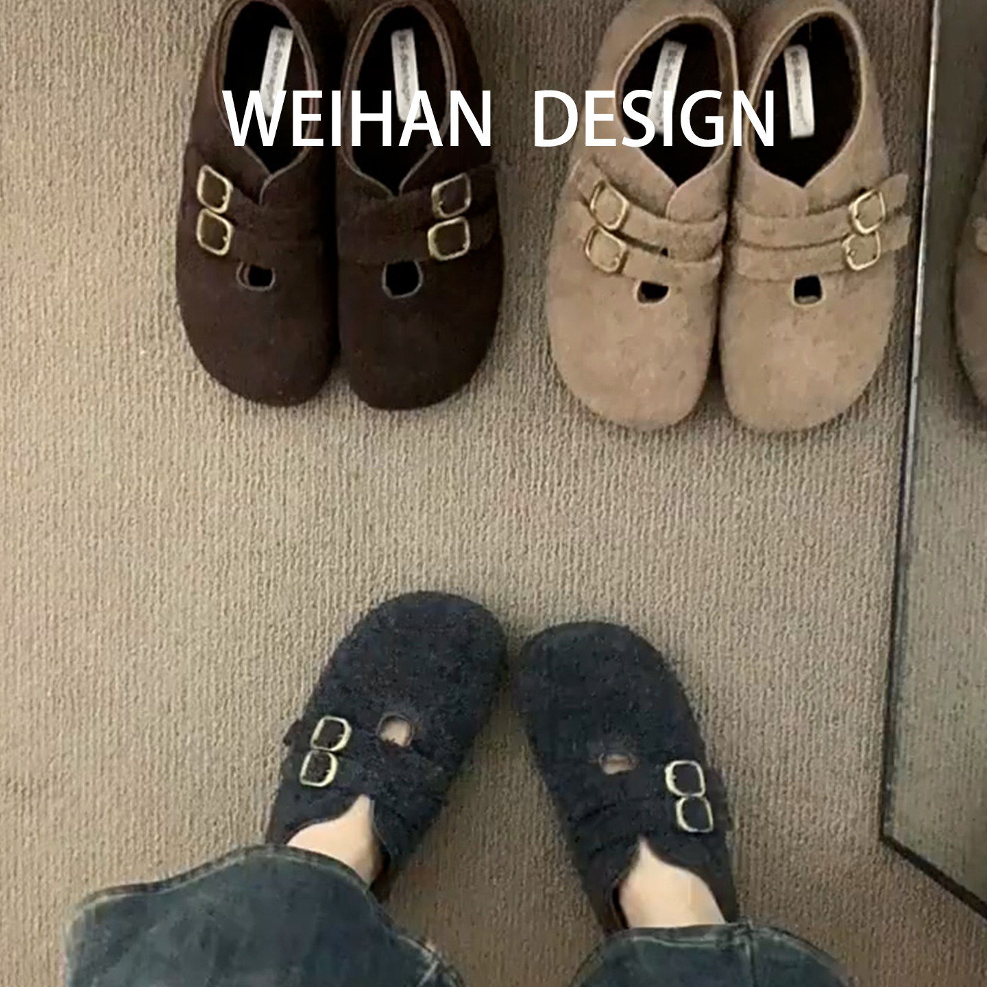 羊皮版！复古双扣带厚底勃肯鞋休闲一脚蹬懒人单鞋加绒保暖棉鞋女,淘宝优惠券,粉丝福利购,淘宝优惠卷