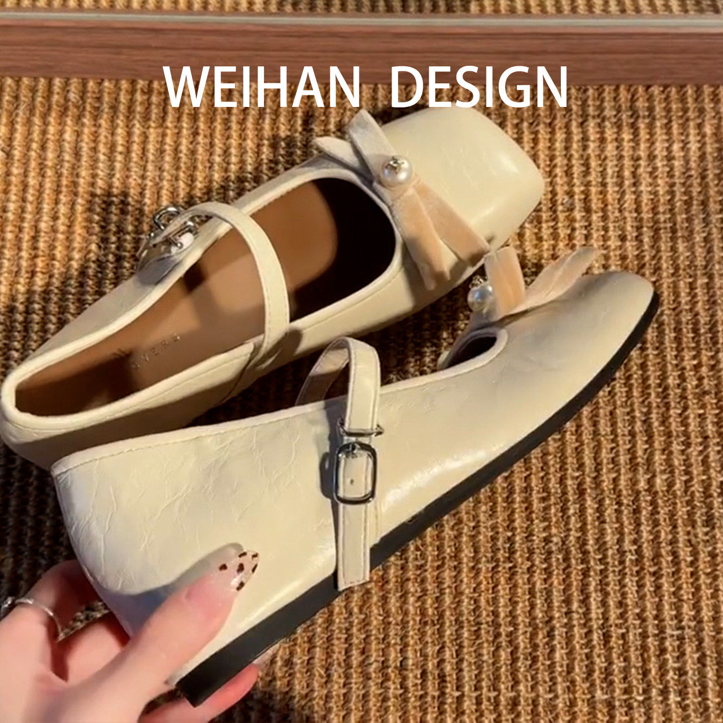 羊皮版！法式一字扣浅口玛丽珍鞋外穿内增高单鞋蝴蝶结珍珠晚晚鞋,淘宝优惠券,粉丝福利购,淘宝优惠卷