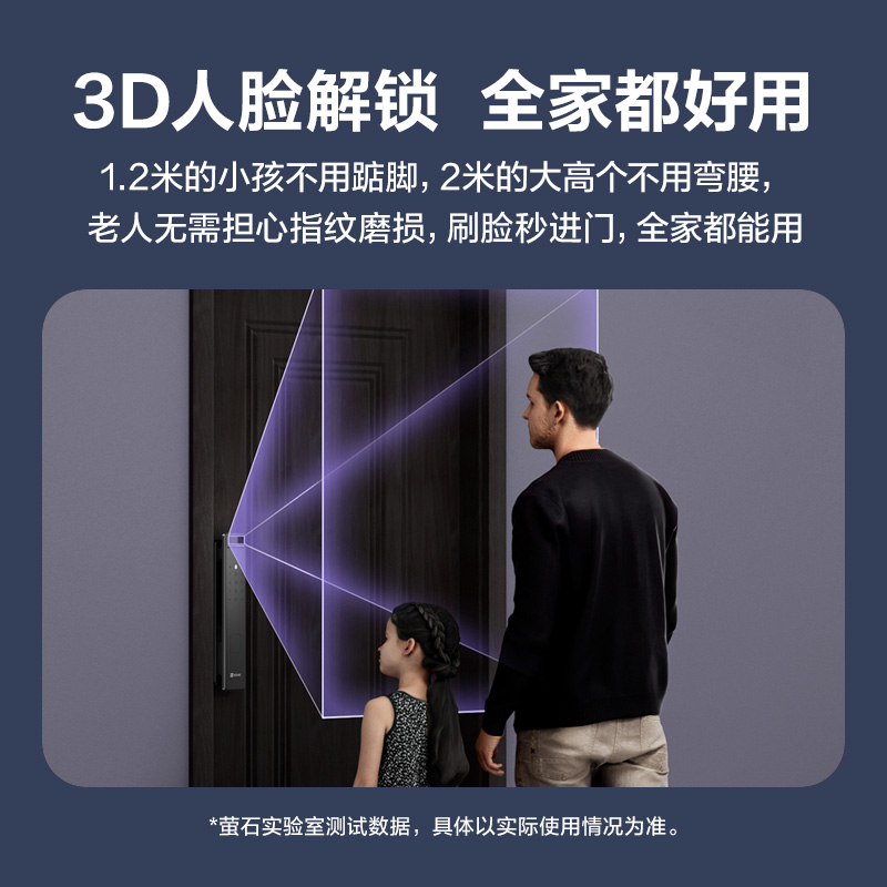 萤石3D人脸识别智能防盗电子门锁家用密码锁人脸锁无需指纹Y3000F - 图1