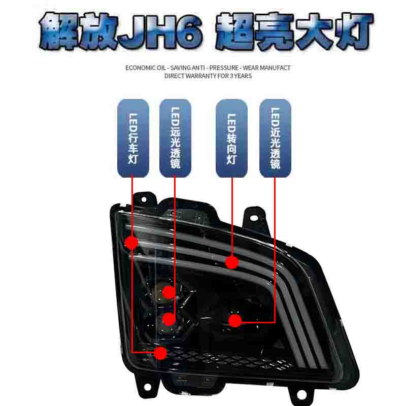 解放JH6激光大灯总成原厂改装一汽青岛jh6超亮透镜led流水转向灯 - 图2