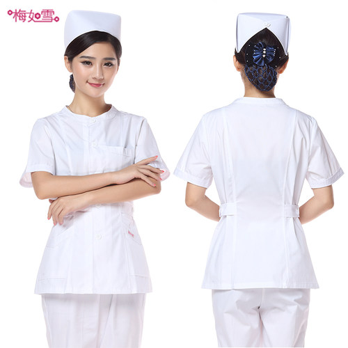 梅如雪护士服女款长袖工作短袖夏季薄款分体套装大褂高端牙科口腔 - 图2