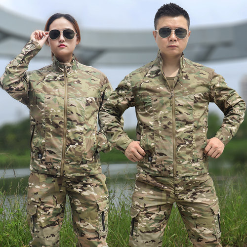 新款户外战术迷彩服套装春夏男女CP防水耐磨拓展工装服抗刮团建服 - 图0