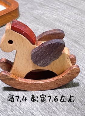 创意实木小木马桌面摆件