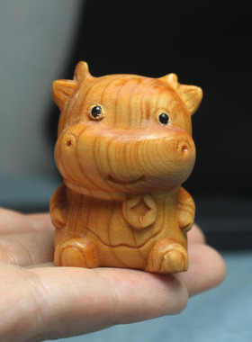 崖柏木雕十二生肖摆件手把件全套虎牛鼠兔龙蛇马羊猴鸡狗猪工艺品
