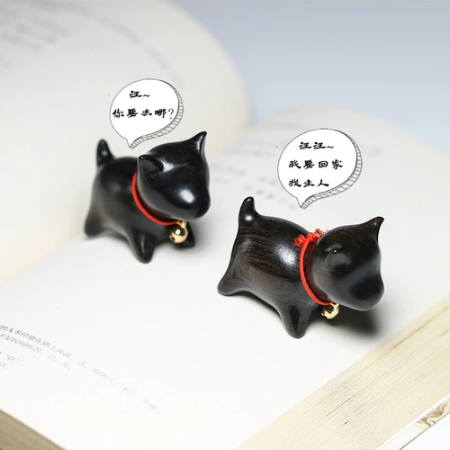 Эбон Ван Вангкай маленький молочный собак резные зеленые сандало