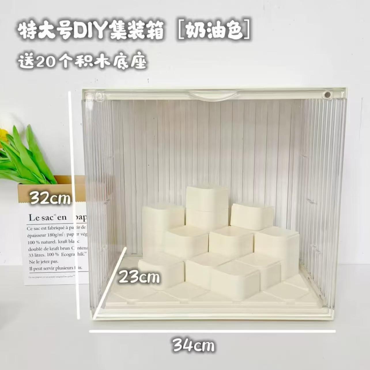 Bubble Mart labubu sitting party figure storage box desktop acrylic transparent labubu display box