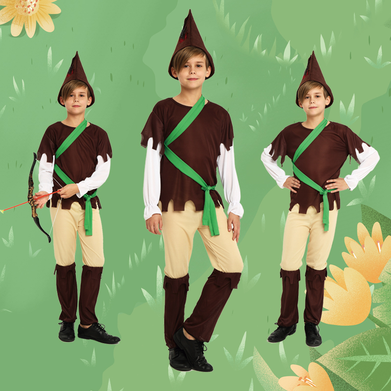 儿童节男Cosplay演出服装 小飞侠猎人学校表演衣服彼得潘道具弓箭 - 图1