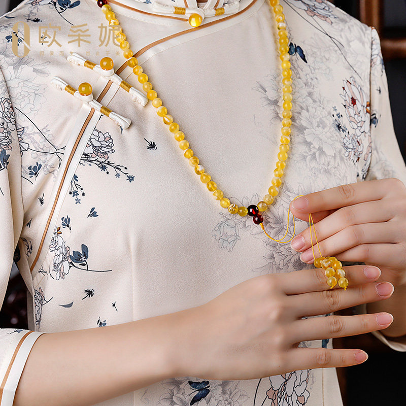 欧采妮蜜蜡手串108颗多圈天然俄料 oucerny欧采妮手饰