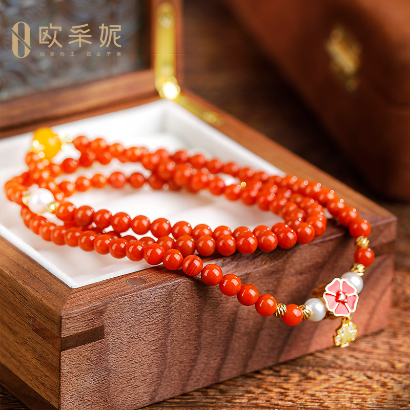 欧采妮南红手串108颗多圈diy手链 oucerny欧采妮手饰