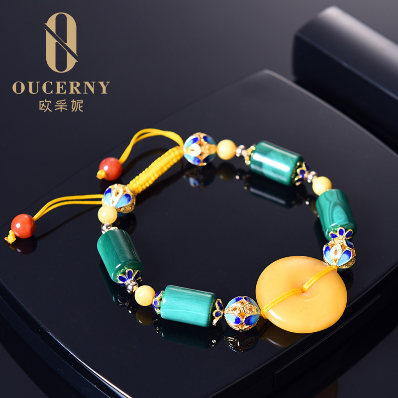 欧采妮蜜蜡手串掐丝珐琅天然手链 oucerny欧采妮手饰