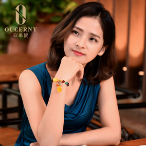 欧采妮多宝手串蜜蜡天然琥珀配珠饰品小件血泊花珀正品男女款手链
