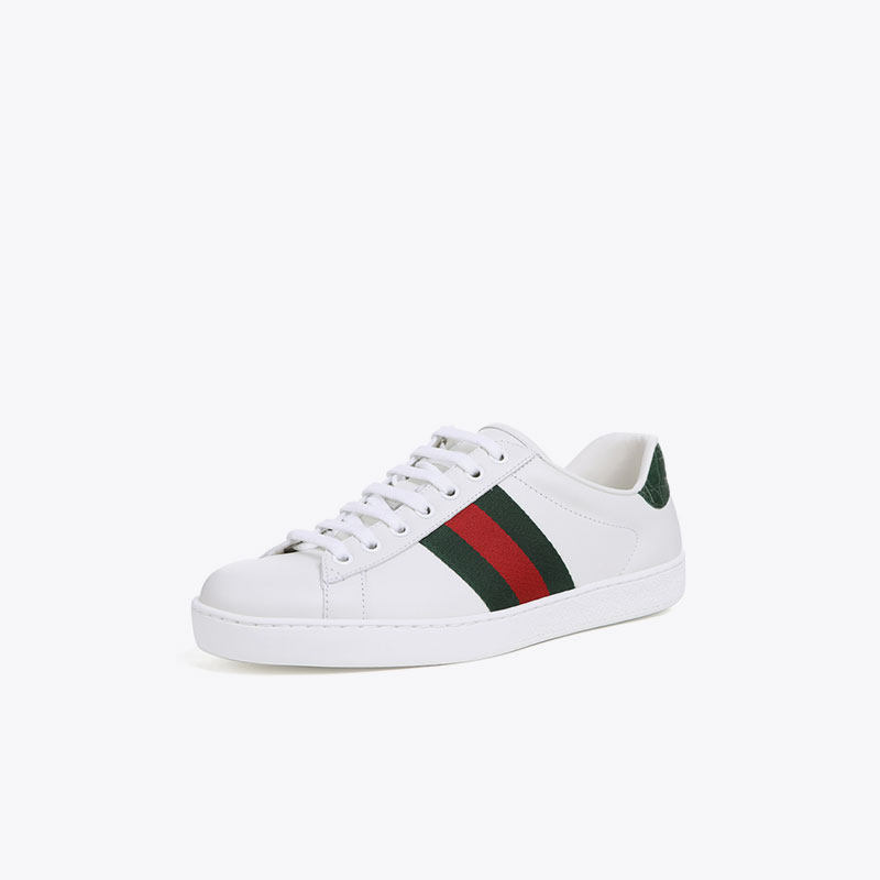 gucci /古驰牛皮撞色条纹装饰男鞋 万奢城休闲板鞋