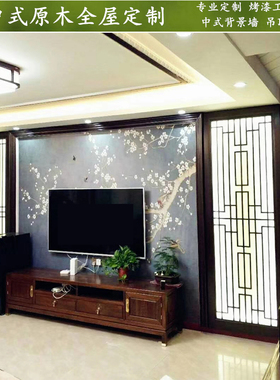 中式背景墙镂空格栅花格仿古门窗