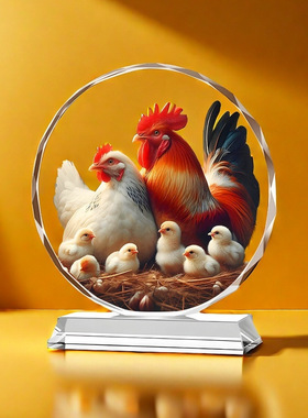 公鸡荔枝水晶摆件大吉大利乔迁开业客厅办公室酒柜吉祥物装饰摆台