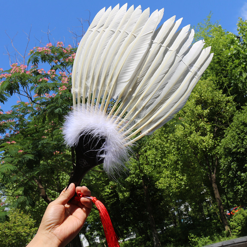 古风白色单层孔明扇复古风工艺扇中国风16根鹅毛扇子诸葛亮羽毛扇,淘宝优惠券,粉丝福利购,淘宝优惠卷