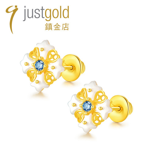 justgold镇金店花之魅影黄金足金耳钉耳环（含耳堵）1322741Y - 图0