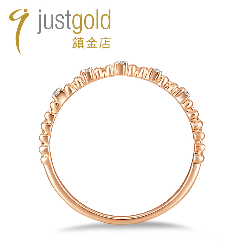 justgold鎮金店3分钻石戒指18K玫瑰色黄金简约7785642R - 图1