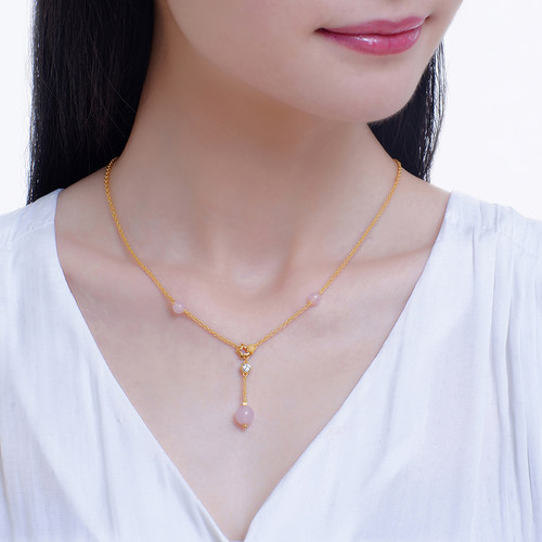 justgold镇金店闪闪星辰轻巧版黄金足金项链套链1419141Y - 图3