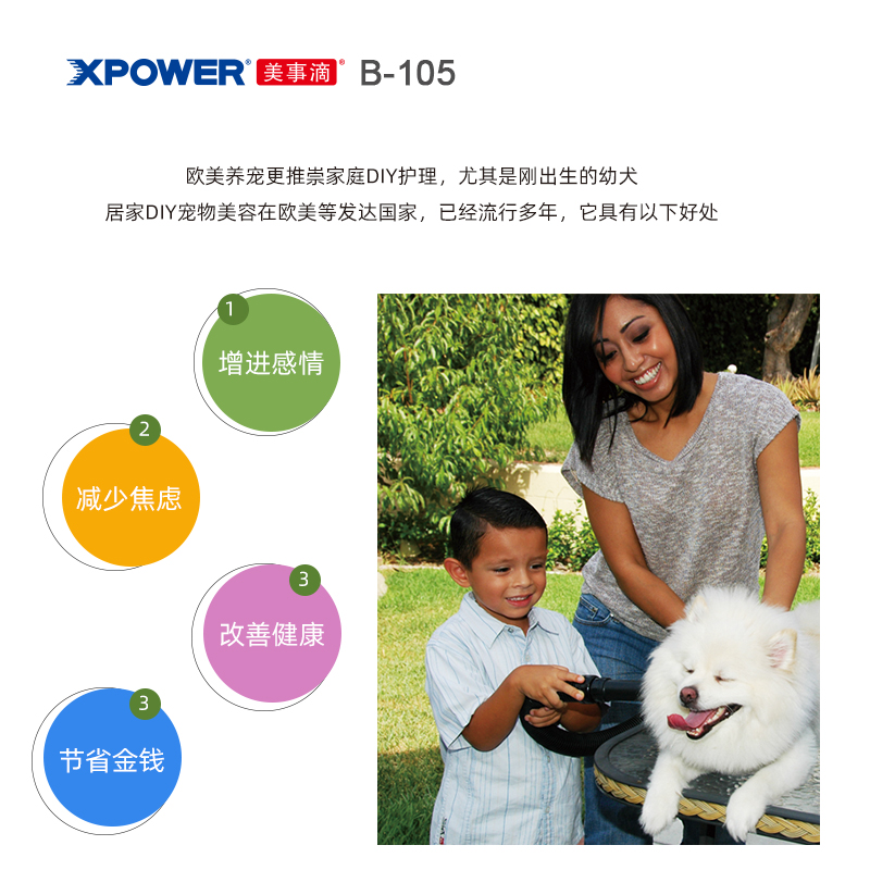 xpower美事滴宠物吹风机家用烘干吸吹两用大功率吹水机大型犬吹毛-图0