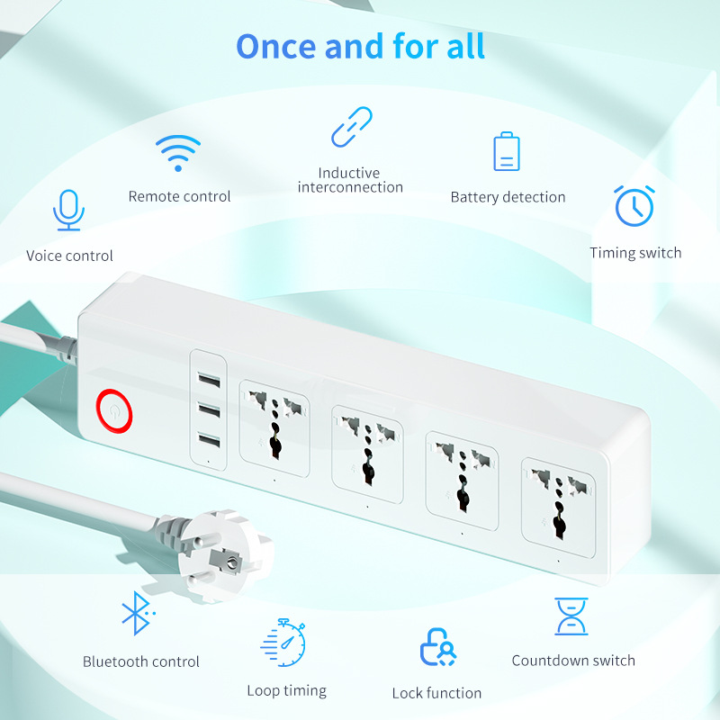 涂鸦智能英规适用新加坡马来西亚多功能排插语音定时家用电器插座 - 图0