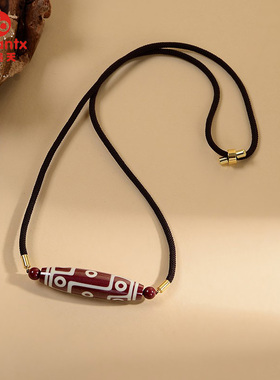 朱砂九眼天珠设计款项链财富圆满祈福挂饰