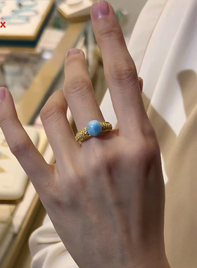 海纹石戒指银镶嵌为爱加冕